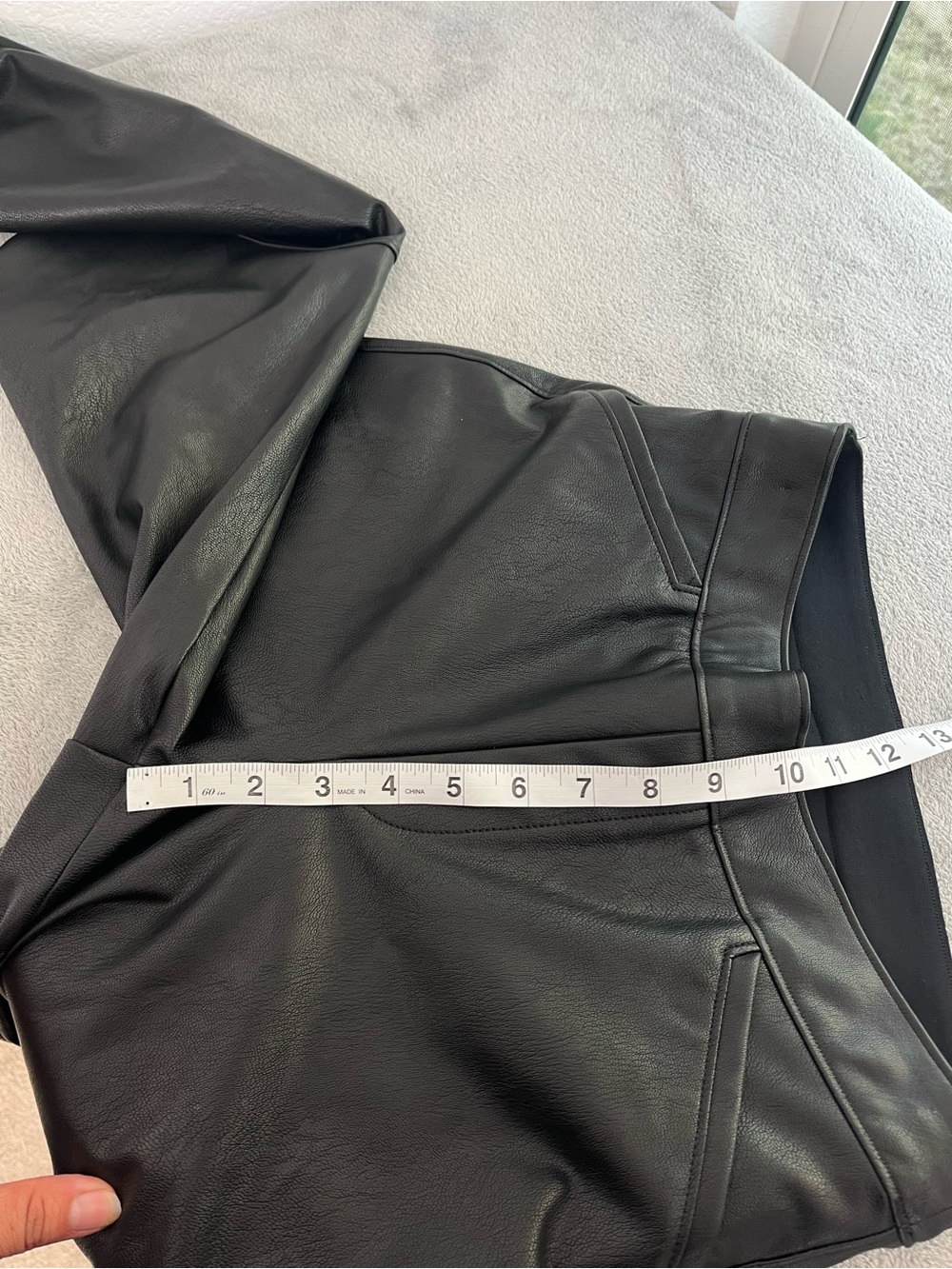 SPANX Black Faux Leather Kick Flare Ankle Crop Pants size Medium 20848R - Picture 8 of 10